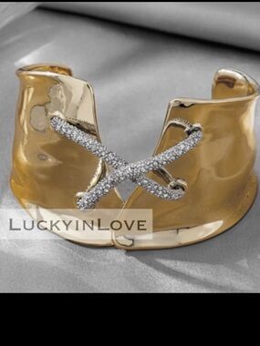 ALEXIS BITTAR• Solanales Gold Silver Crystal Lace Up Corset Cuff Bracelet XS-S